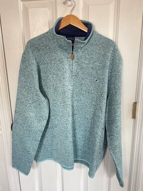 Crown & Ivy Shirt Men's XL Long Sleeve Teal Heather 1/4 Zip Fleece Golf